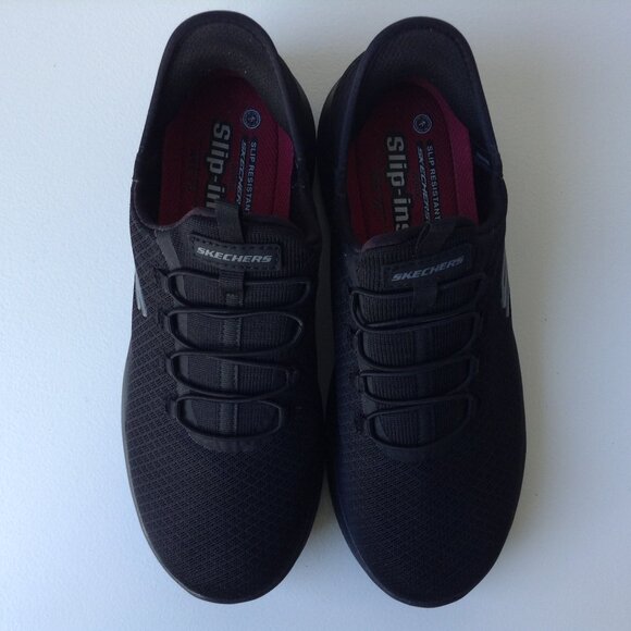 ⭐SKECHERS SLIP-INS SUMMITS-ENSLEE WORK SNEAKERS in Black, size 8.5 wide⭐ - Picture 1 of 7